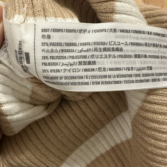 Abercrombie & Fitch Mockneck Mini Sweater Dress - Light Brown Stripe Size Small - Picture 7 of 7